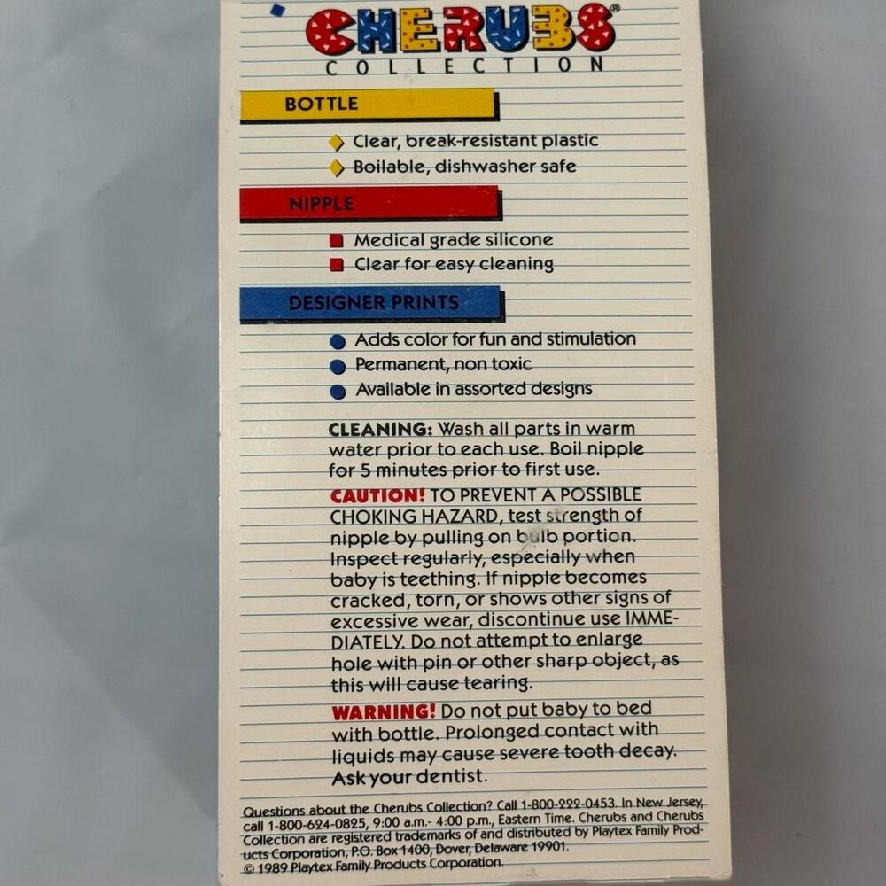 VINTAGE AUTHENTIC NEW IN BOX Playtex Cherubs 1992 baby bottle 4oz - Picture 8 of 8